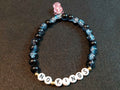 Navy Blue No Kings Bracelet With Glitter and a Pink Frog Charm With Gold Spacers (8)
