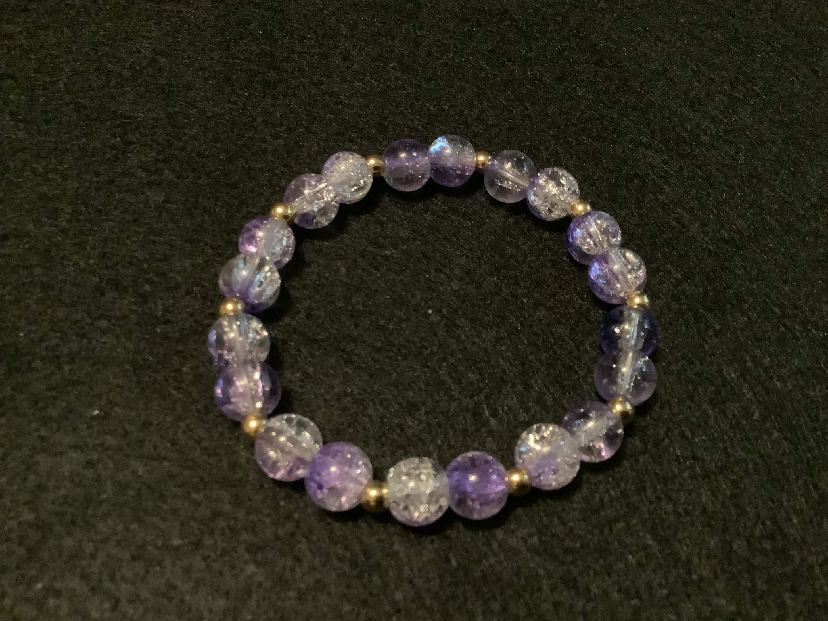 Purple Bracelet with Glitter and Gold Spacers (7)