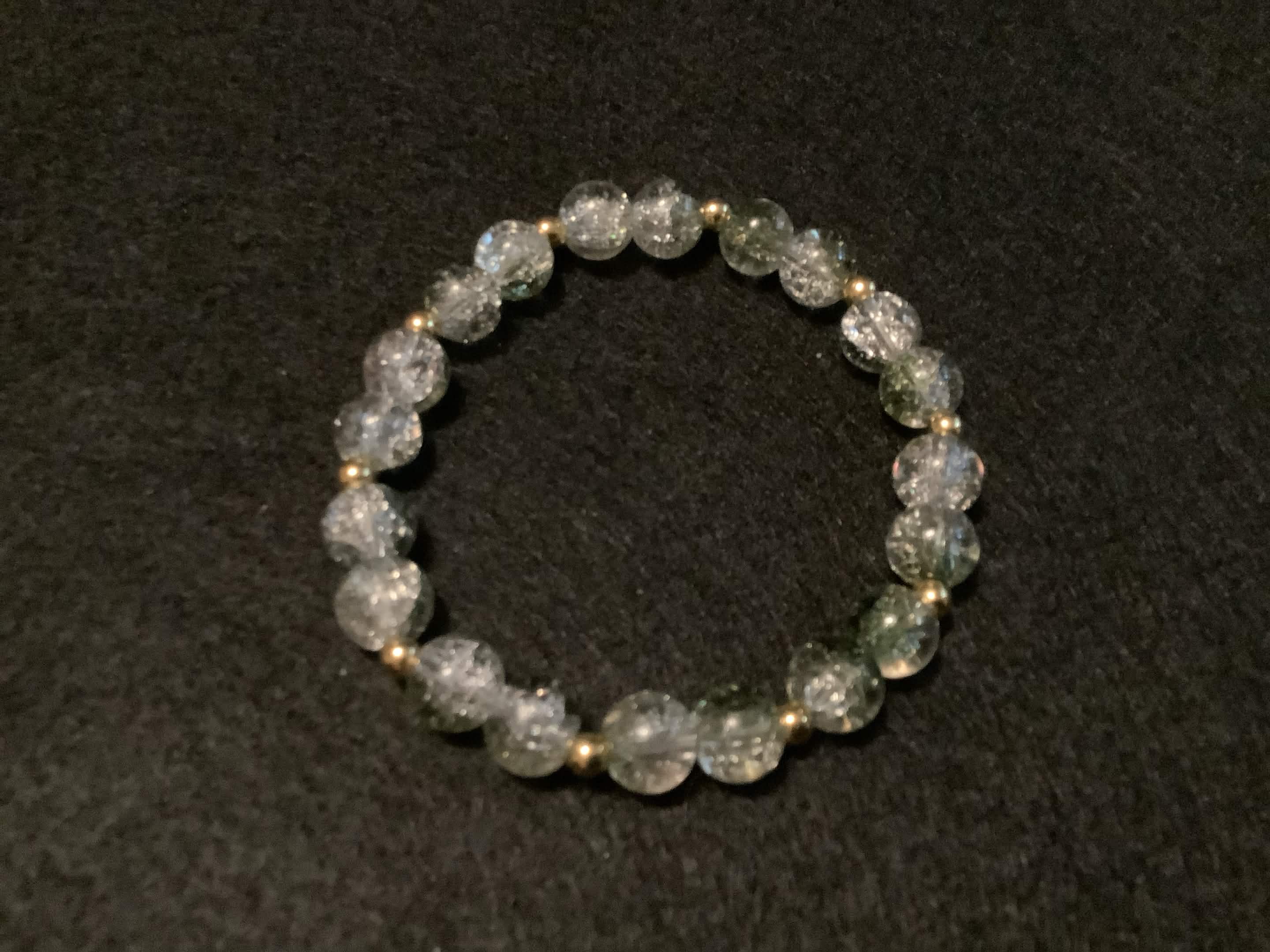 Moss Bracelet with Glitter and Gold Spacers (7)