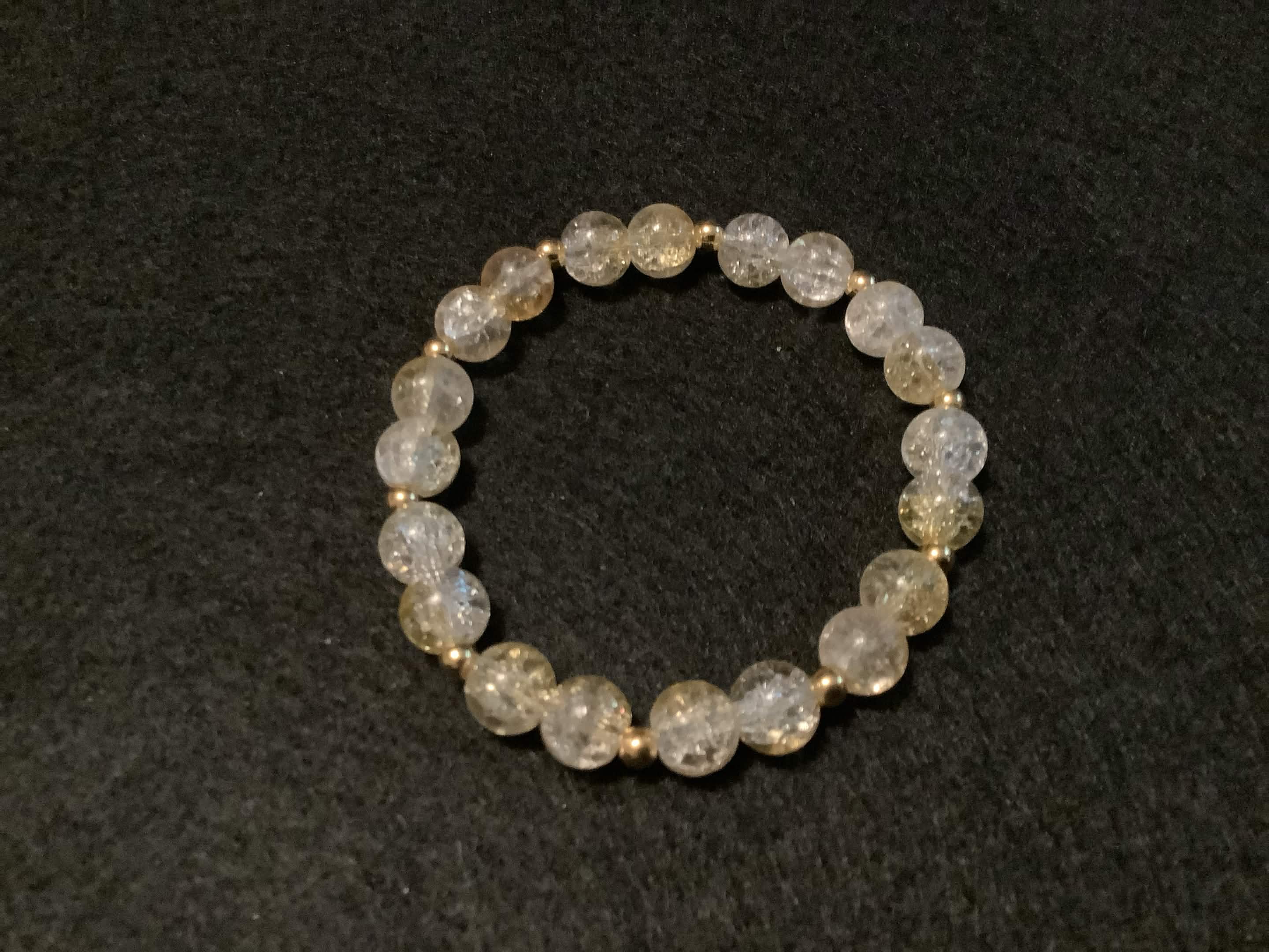 Yellow Bracelet with Glitter and Gold Spacers (7)