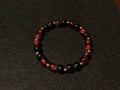 Blood Red Bracelet with Gold Spacers (7.5)