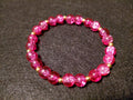 Hot Pink Bracelet with Glitter and Gold Spacers (7.5)