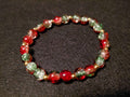 Red and Green Bracelet with Glitter and Gold Spacers (7.5)