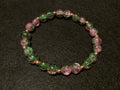 Pink and Green Bracelet with Glitter and Gold Spacers (7.5)