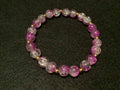 Pink Bracelet with Glitter and Gold Spacers (7.5)