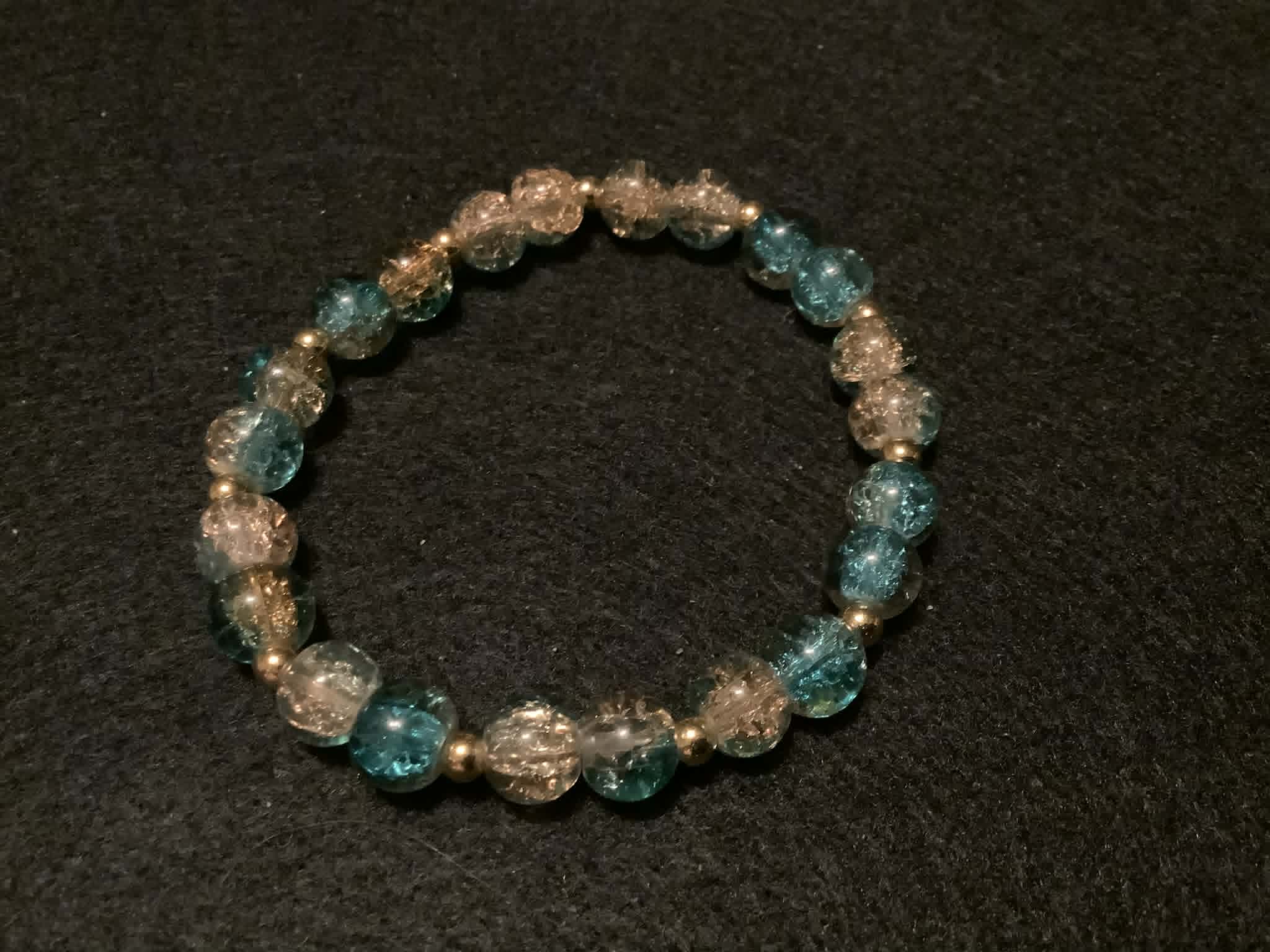 Beach Bracelet with Glitter and Gold Spacers (7.5)
