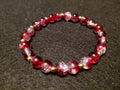 Dark Red Bracelet with Glitter and Gold Spacers (7.5)