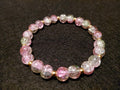 Pink and Green Bracelet with Glitter and Gold Spacers (7.5)