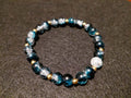 Dark Blue Bracelet with Glitter and Gold Spacers (7.5)