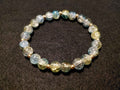 Light Green and Aqua Bracelet with Glitter and Gold Spacers (7.5)