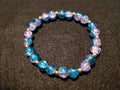 Pink and Blue Bracelet with Glitter and Gold Spacers (7.5)