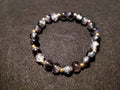 Black and White Bracelet with Glitter and Gold Spacers (7.5)