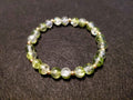 Green and White Bracelet with Glitter and Gold Spacers (7.5)
