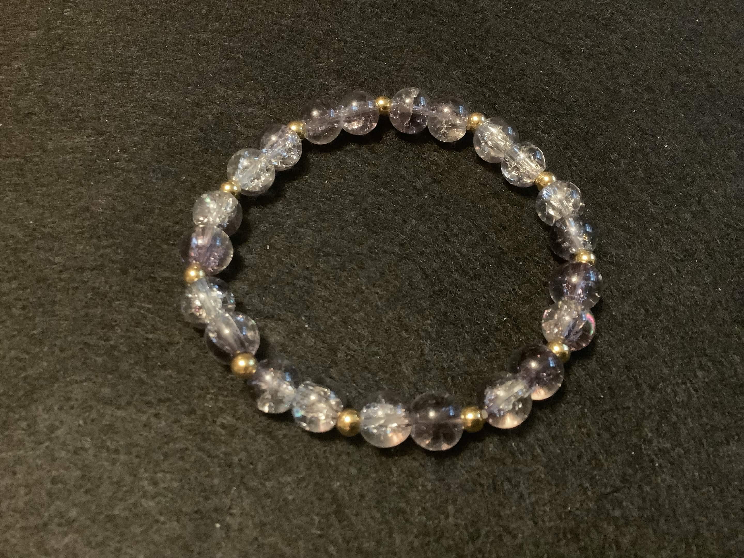 Gray Bracelet with Glitter and Gold Spacers (7.5)