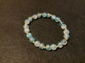 Aqua Bracelet with Glitter and Gold Spacers (7.5)