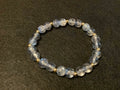 Light Blue Bracelet with Glitter and Gold Spacers (7.5)