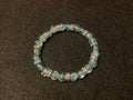 Aqua Bracelet with Glitter and Silver Spacers (7.5)
