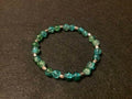 Green Bracelet with Glitter and Silver Spacers (8)